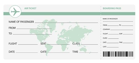 simsearch:400-08503492,k - Blank plane ticket for business trip travel or vacation journey isolated vector illustration Stock Photo - Budget Royalty-Free & Subscription, Code: 400-08049137