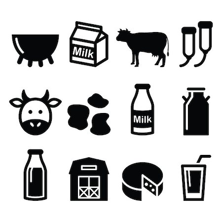 Farm animals - cows icons set isolated on white Stock Photo - Budget Royalty-Free & Subscription, Code: 400-08049155