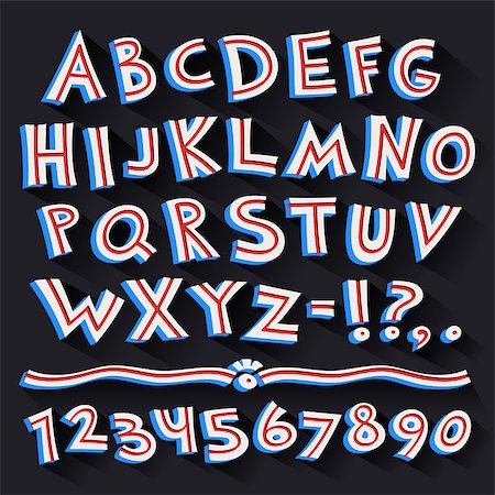 simsearch:400-04311628,k - Cartoon Retro 3D Font with Strips on Black Background. Clipping paths included in additional jpg format Foto de stock - Royalty-Free Super Valor e Assinatura, Número: 400-08049171