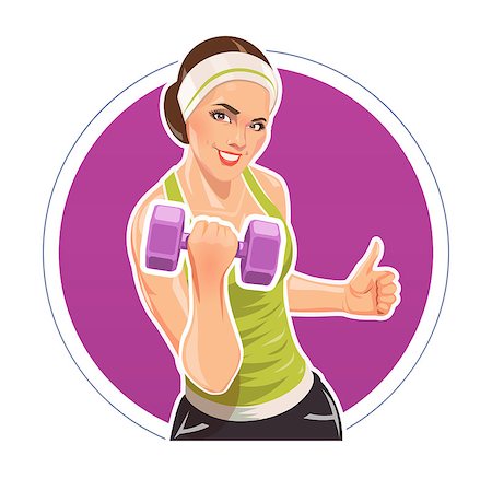 Girl with dumbbells for fitness. Eps10 vector illustration. Isolated on white background Foto de stock - Royalty-Free Super Valor e Assinatura, Número: 400-08049203