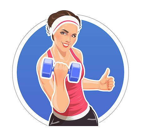 Girl with dumbbells for fitness. Eps10 vector illustration. Isolated on white background Foto de stock - Royalty-Free Super Valor e Assinatura, Número: 400-08049214