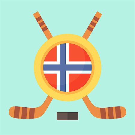 professional hockey game - Universal symbol for international hockey tournament (championship, cup) in Norway. Emblem contains Norwegian flag and crossed hockey sticks. Stock Photo - Budget Royalty-Free & Subscription, Code: 400-08049509