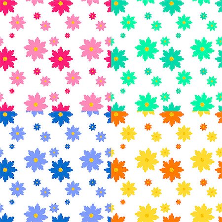 photojope (artist) - Simple flat floral design seamless vectorial pattern in four colors. Photographie de stock - Aubaine LD & Abonnement, Code: 400-08049606
