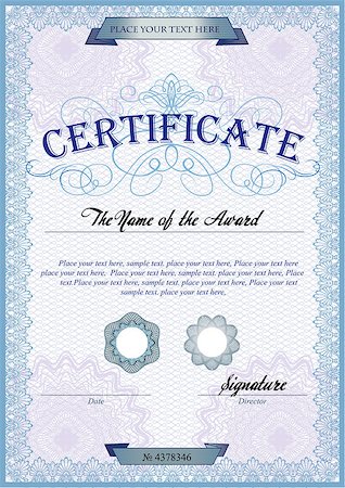 Blue detailed certificate template with protective elements Foto de stock - Super Valor sin royalties y Suscripción, Código: 400-08049611