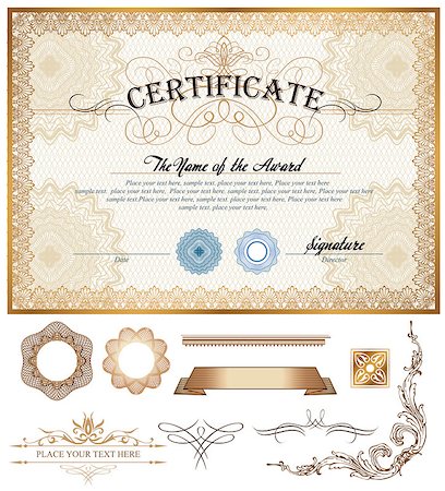 firin (artist) - Vector illustration of gold detailed certificate with watermarks Foto de stock - Super Valor sin royalties y Suscripción, Código: 400-08049613