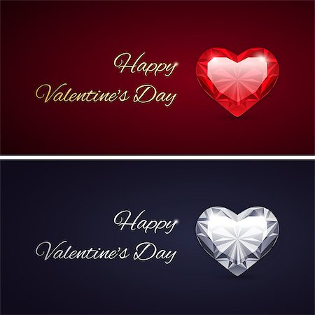 simsearch:400-08646427,k - Happy Valentines Day Cards with Gems. Clipping paths included in additional jpg format. Foto de stock - Super Valor sin royalties y Suscripción, Código: 400-08049646