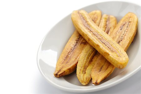 plantain - fried plantain banana on white background Foto de stock - Super Valor sin royalties y Suscripción, Código: 400-08049673