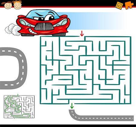 preliminary - Cartoon Illustration of Education Maze or Labyrinth Game for Preschool Children with Funny Car Foto de stock - Super Valor sin royalties y Suscripción, Código: 400-08049709