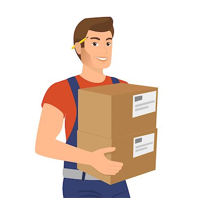 simsearch:400-07975467,k - Delivery service man with two boxes in his hands Stock Photo - Budget Royalty-Free & Subscription, Code: 400-08049840