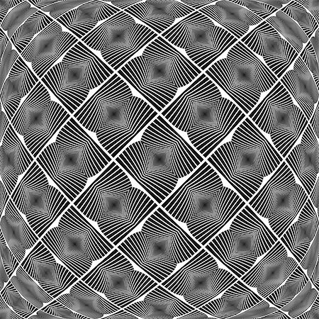 simsearch:400-08050029,k - Design warped monochrome geometric pattern. Abstract textured background. Vector art. No gradient Fotografie stock - Microstock e Abbonamento, Codice: 400-08049998