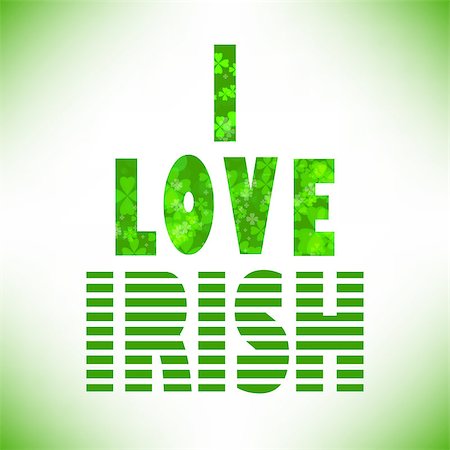 simsearch:400-08039008,k - I love irish lettering. St. Patrick's Day text. Clover styled letter on green background. Cool typographic design for St. Patrick's Day. Photographie de stock - Aubaine LD & Abonnement, Code: 400-08040016