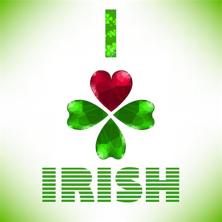simsearch:400-08039008,k - Four- leaf clover - Irish shamrock St Patrick's Day symbol. Useful for your design. Green glass clover  and red heart. St. Patrick's day green leaf isolated on white background. Photographie de stock - Aubaine LD & Abonnement, Code: 400-08040019