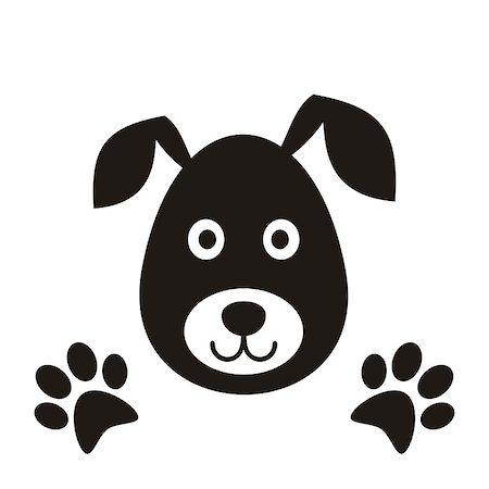 simsearch:400-08346248,k - Simple black dog head with paws vector illustration Fotografie stock - Microstock e Abbonamento, Codice: 400-08040035