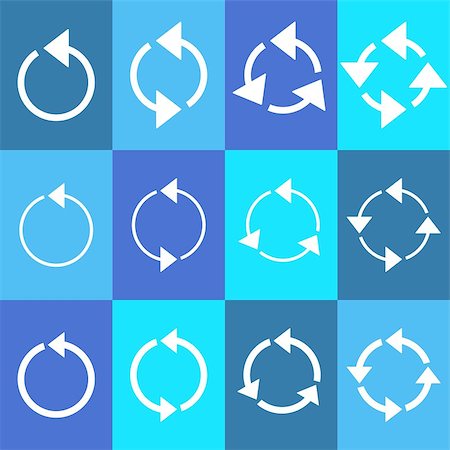 simsearch:400-04955160,k - White rotating circle arrows collection in blue squares Stock Photo - Budget Royalty-Free & Subscription, Code: 400-08040046