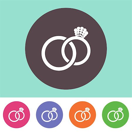 simsearch:400-07633517,k - Single vector wedding rings on round colorful buttons Foto de stock - Royalty-Free Super Valor e Assinatura, Número: 400-08040040