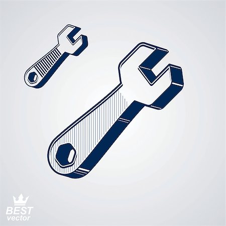 engineers vectors 3d - Vector detailed repair tool, service reparation utensil, additional version included. Industry conceptual icon â?? engineer classic wrench. Manufacturing web design element. Stock Photo - Budget Royalty-Free & Subscription, Code: 400-08040087