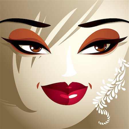 simsearch:400-04429821,k - Attractive woman with stylish bright make-up and contemporary hairstyle. Sexy Caucasian tricky lady. Decorative portrait. Foto de stock - Royalty-Free Super Valor e Assinatura, Número: 400-08040137