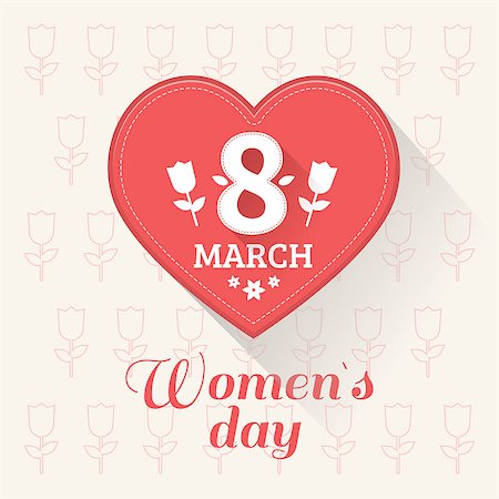 deniskolt (artist) - March 8 Women's Day greeting card. With red heart and tulips pattern. Vector illustration Foto de stock - Royalty-Free Super Valor e Assinatura, Número: 400-08040287