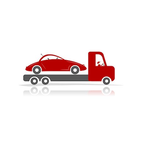 Evacuator with car for your design. Vector illustration Stock Photo - Budget Royalty-Free & Subscription, Code: 400-08040411