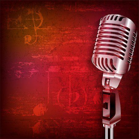 simsearch:400-08507108,k - abstract red grunge sound background with retro microphone Photographie de stock - Aubaine LD & Abonnement, Code: 400-08040449