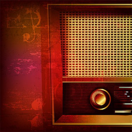 simsearch:400-08507108,k - abstract red sound grunge background with retro radio Photographie de stock - Aubaine LD & Abonnement, Code: 400-08040456