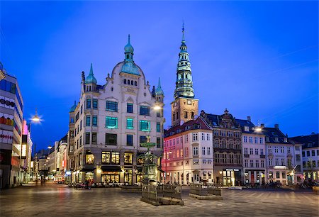 Amagertorv Square and Stork Fountain in the Old Town of Copenhagen, Denmark Foto de stock - Royalty-Free Super Valor e Assinatura, Número: 400-08040472