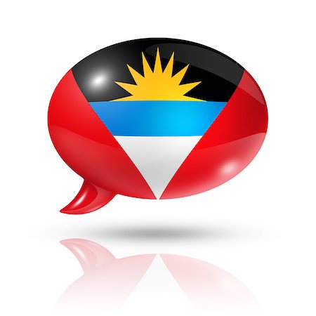 three dimensional Antigua and Barbuda flag in a speech bubble isolated on white with clipping path Stock Photo - Budget Royalty-Free & Subscription, Code: 400-08040798