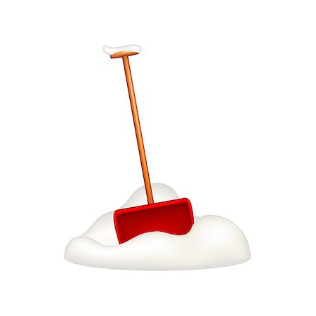 Snow shovel standing in snow on white background Stock Photo - Budget Royalty-Free & Subscription, Code: 400-08040790