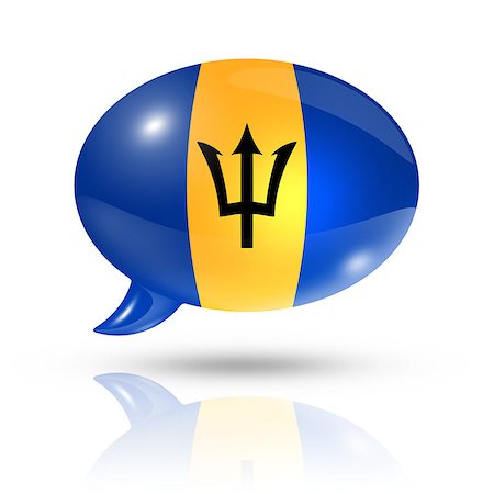 signs in barbados - three dimensional Barbados flag in a speech bubble isolated on white with clipping path Stock Photo - Budget Royalty-Free & Subscription, Code: 400-08040800