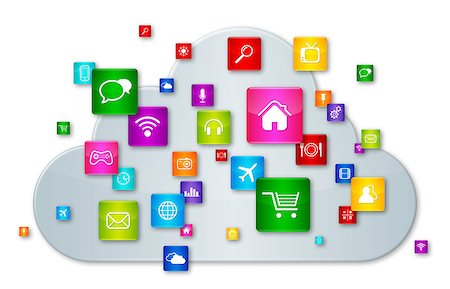 simsearch:400-08096956,k - Cloud Computing concept. apps icons set isolated on white Stock Photo - Budget Royalty-Free & Subscription, Code: 400-08040827