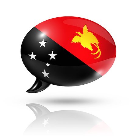 three dimensional Papua New Guinea flag in a speech bubble isolated on white with clipping path Photographie de stock - Aubaine LD & Abonnement, Code: 400-08040820