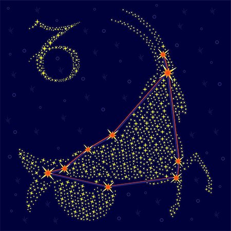 simsearch:400-09052492,k - Zodiac sign Capricorn on a background of the starry sky with the scheme of stars in the constellation, vector illustration Stock Photo - Budget Royalty-Free & Subscription, Code: 400-08040937