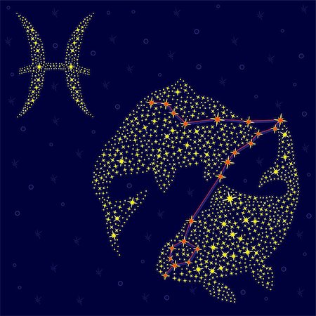 simsearch:400-09052492,k - Zodiac sign Pisces on a background of the starry sky with the scheme of stars in the constellation, vector illustration Stock Photo - Budget Royalty-Free & Subscription, Code: 400-08040939