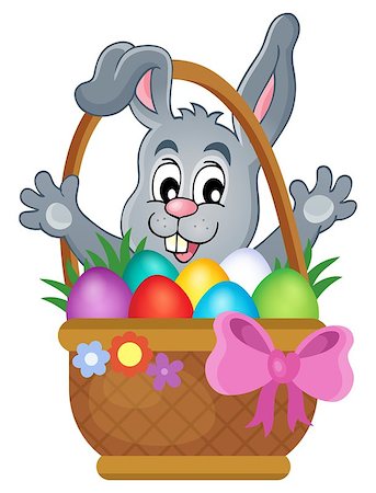 simsearch:400-07306161,k - Basket with Easter eggs and happy bunny - eps10 vector illustration. Foto de stock - Super Valor sin royalties y Suscripción, Código: 400-08041086