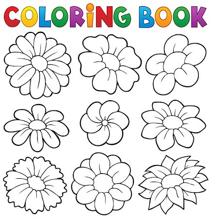 simsearch:400-05913691,k - Coloring book with flower theme 8 - eps10 vector illustration. Stock Photo - Budget Royalty-Free & Subscription, Code: 400-08041097