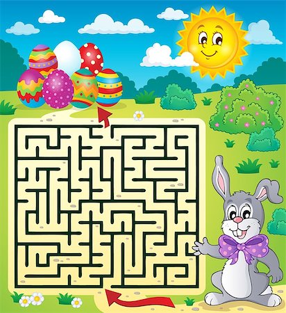 simsearch:400-09098381,k - Maze 3 with Easter theme - eps10 vector illustration. Stock Photo - Budget Royalty-Free & Subscription, Code: 400-08041120