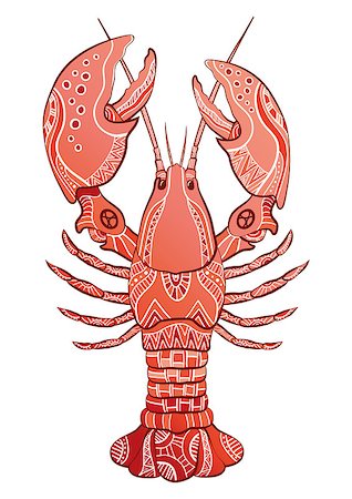 Decorative isolated lobster. Vector illustration Stock Photo - Budget Royalty-Free & Subscription, Code: 400-08041388