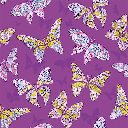 simsearch:400-08616887,k - Decorative flying butterfly. Seamless pattern Foto de stock - Super Valor sin royalties y Suscripción, Código: 400-08041381