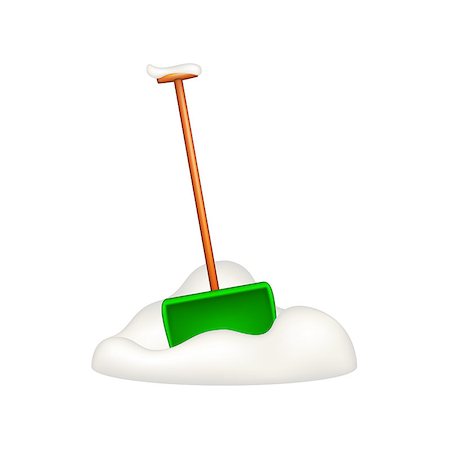 Green snow shovel standing in snow on white background Foto de stock - Super Valor sin royalties y Suscripción, Código: 400-08041513