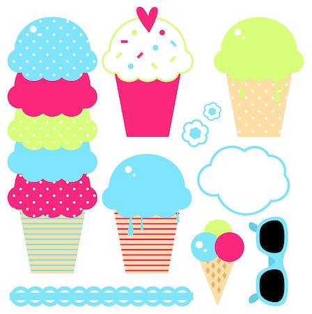 simsearch:400-08503801,k - Beautiful ice cream collection in crazy colors. Vector Illustration Foto de stock - Royalty-Free Super Valor e Assinatura, Número: 400-08041635