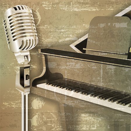 simsearch:400-08507108,k - abstract green sound grunge background with grand piano and microphone Photographie de stock - Aubaine LD & Abonnement, Code: 400-08041640