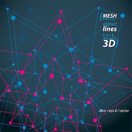 spatial - Clear eps 8 engineering vector illustration, 3d mesh symbol isolated on dark background, wireframe star with connected lines and dots. Stock Photo - Budget Royalty-Free & Subscription, Code: 400-08041870