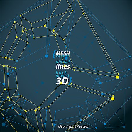 engineers vectors 3d - Collection of 3d mesh four-sided abstract objects isolated on dark background, stylish geometric icon, clear eps 8 vector illustration. Stock Photo - Budget Royalty-Free & Subscription, Code: 400-08041871