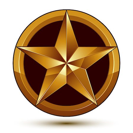 simsearch:400-08041909,k - 3d vector classic royal symbol, sophisticated golden star emblem isolated on white background, glossy aurum element. Photographie de stock - Aubaine LD & Abonnement, Code: 400-08041903