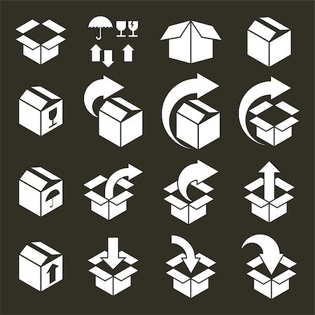 Packaging boxes icons vector set, pack simplistic symbols vector collections. Stock Photo - Budget Royalty-Free & Subscription, Code: 400-08041915