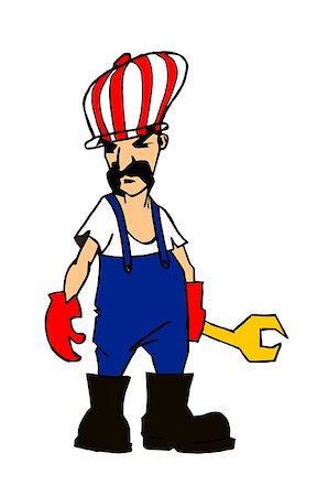 repair service man cartoon human character illustration Photographie de stock - Aubaine LD & Abonnement, Code: 400-08042072