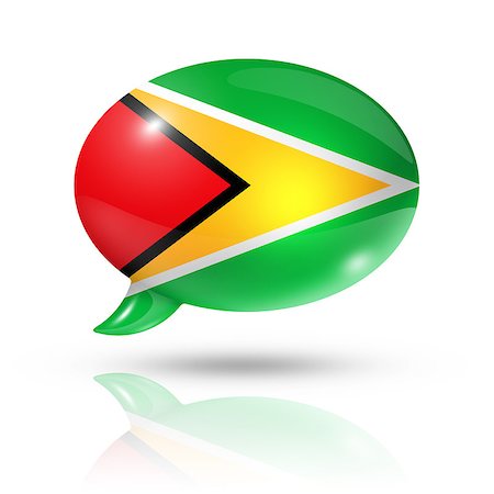 three dimensional Guyana flag in a speech bubble isolated on white with clipping path Stock Photo - Budget Royalty-Free & Subscription, Code: 400-08042303