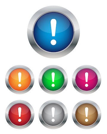 exclamation - Warning buttons in various colors Photographie de stock - Aubaine LD & Abonnement, Code: 400-08042411