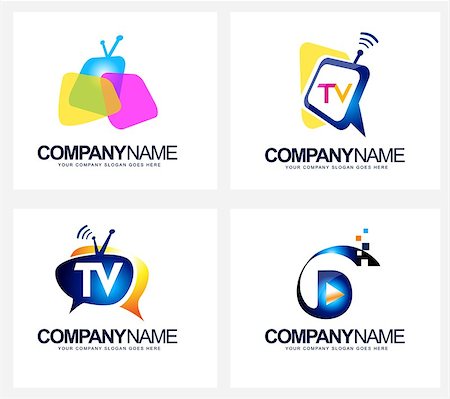 Tv Broadcast Logo. Creative vector icon design for television Stock Photo - Budget Royalty-Free & Subscription, Code: 400-08042488