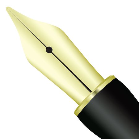 ponta de caneta - Pen ink pen yellow metal. Vector illustration. Foto de stock - Royalty-Free Super Valor e Assinatura, Número: 400-08042496